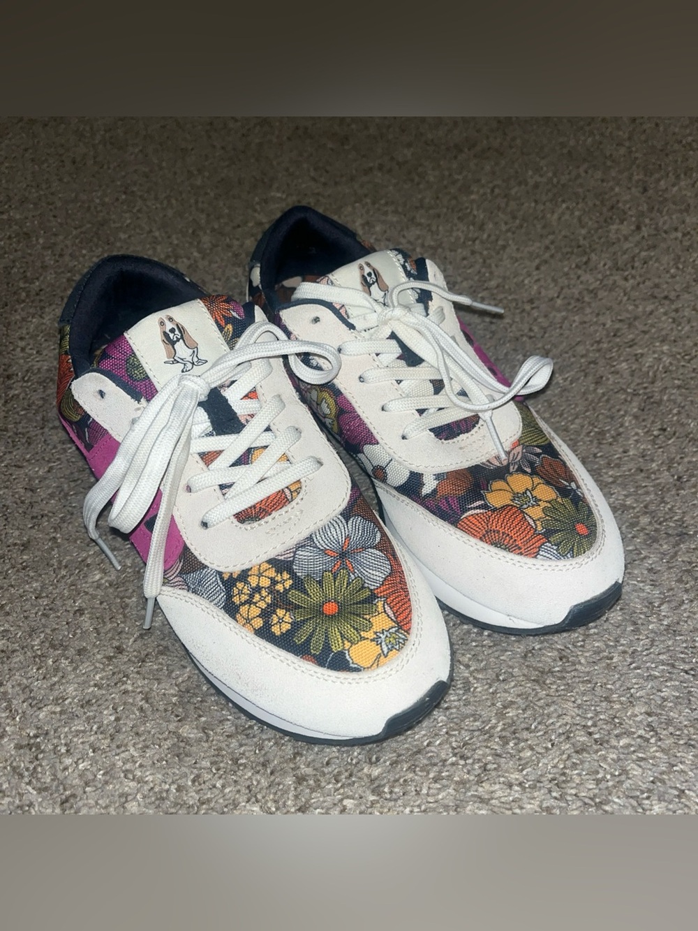 Hush Puppies Floral Sneakers Flowers Athletic Shoes Women's Sz 9 Bounce Plus EUC